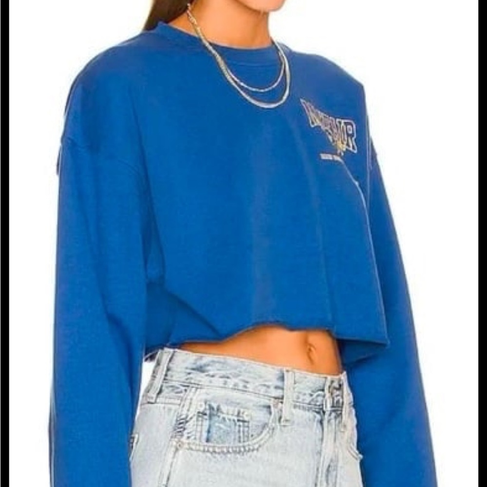 The Mayfair Group The New P.E. Cropped Sweatshirt in Blue size S/M